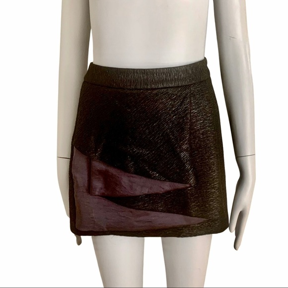 BCBGENERATION Black Shimmer Zip Mini Skirt Party Date Night - Picture 4 of 16